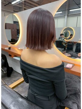 オズ 郡山駅前店(OZ) 大人可愛いベージュレイヤーロブ垢抜けピンクブラウン外ハネボブ