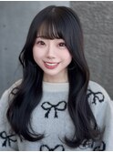 おくれ毛 ダークグレー ぱっつん アイドル前髪 ハッシュカット
