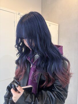 エイト プラット 渋谷2号店(EIGHT plat) ネイビーブルー　毛先レットカラー　　2/17