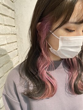 アジールヘア 池袋東口店(agir hair) インナーカラービタミンカラーピンクベージュイルミナカラー