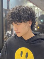 アップ(A+hair) マッシュウルフ波巻きスパイラルパーマメンズパーマ神戸三宮波巻