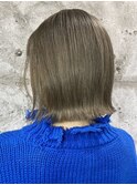 □デザインカラーハイトーンカラーウエットヘアオリーブベージュ