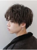 縦落ちウルフパーマ/ウザバング/波ウェーブツイストパーマメンズ