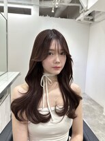 ヴィオットバイサロン(Viot by Salon)&nbsp;前髪ありくびれヘア夏アプリコットオレンジハイライトカラー