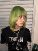 ネオングリーン/個性的/インナー/ハッシュカット/派手髪