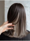 20代30代◎冬の透明感インナーカラーセミロング×グレージュ