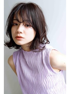 ムウ 難波(MOU) ボブクールショート前髪イメチェンピンクベージュ30代40代50代