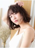 ブリーチなしミルクティーブロンドデジタルパーマウェーブボブ