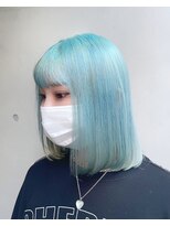 リノショアーズ 日本大通り店(RINOSHORES)&nbsp;ペールブルーハイトーンカラーブリーチボブヘアmaaya