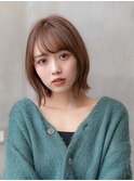 大人かわいい/くびれボブ×オリーブベージュ