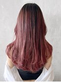 ロングチェリーブラウン美髪韓国ヘア顔周りレイヤー_ba404842