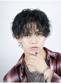 シャドウパーマ波巻きパーマツーブロック無造作マッシュ
