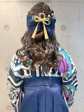 アンド アノン(and anon) 着付け ヘアセット 成人式 ハーフアップ 和装ヘア リボン 20代