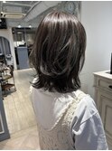 コントラストハイライト濃いめグレー×シルバーベージュ赤羽