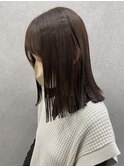 ダークミルクティーベージュ×切りっぱなしロブ