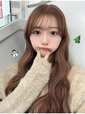 波巻きウェーブヘアレイヤーカット顔周り前髪シースルー薄め