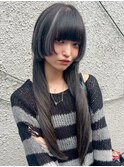 13998黒髪アッシュブラックモードウルフレイヤーインナーカラー