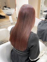 くびれヘアアプリコットオレンジ夏ヘアハイライトカラー