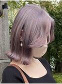 渋谷ブリーチカラータッセルボブ顔周りレイヤー切りっぱなしボブ