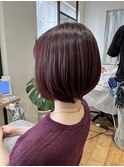 【重山】艶と深みのある上品ボルドーカラーショートボブ
