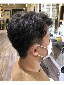 ツーブロアップバング×ニュアンスパーマ