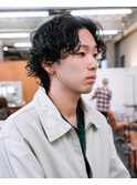  無造作シャドウパーマセンターパート