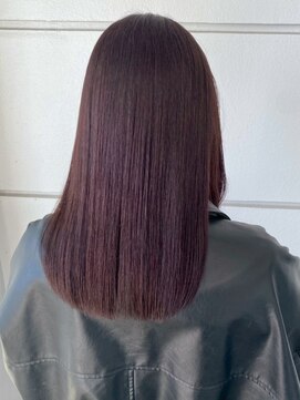 ラベンダーグレージュ セミロング 髪質改善カラー 艶髪