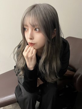 アルコイリスバイドールヘアー(ARCOIRIS by Dollhair) 都島/グレージュ/ブリーチカラー/韓国/ぱっつん前髪