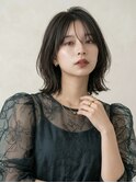大人可愛い20代30代40代小顔ミディアムレイヤーグレージュ