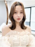 縮毛矯正ストレートダークパープルミルクブラウンダウンバング