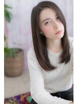 ミック 日暮里店(miq)&nbsp;アッシュブラックかきあげバングロングストレートb1