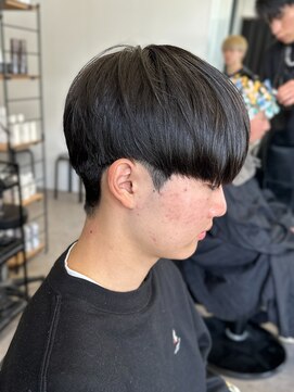 エルマーク(L-MARK) 黒髪マッシュナチュラルマッシュメンズヘア韓国ツーブロック