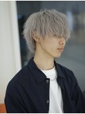 メンズホワイトカラーマッシュニュアンスパーマダウンパーマ