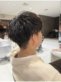 波巻きパーマ×メンズマッシュ