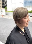 大人ボブレイヤーカット20代30代40代ミルクティーベージュ