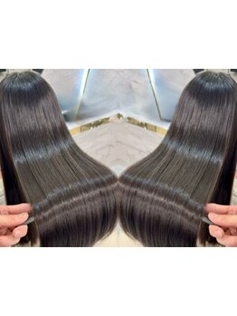 酸性縮毛矯正でダメージを軽減し柔らかい美髪に◎1度あてると違いが分かる!艶のあるナチュラルストレート♪