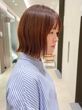 ソー 銀座(SAUT) 切りっぱなしボブ/オレンジブラウンカラー/ブリーチなし