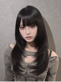 黒髪でも重く見えない！顔まわりレイヤーで垢抜けロング