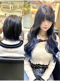 黒髪にも合う★インナーカラー×シールエクステ/ダークブルー