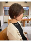 大人ショートボブｘミルクチョコレートx前髪カットx丸みショート