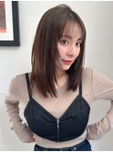 内巻きレイヤー シースルーバング ショコラグレージュ