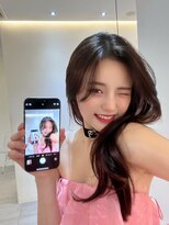 ノク 渋谷(nok)&nbsp;ウォニョンロング_美髪ピンクブラウン切りっぱなしボブ