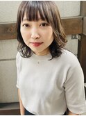 【MALUNA ヒマワリ】巻き髪風ミディアムパーマ×モカアッシュ