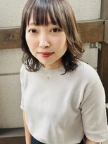 ヘアメイク マルナ 本店(HAIR MAKE MALUNA) 【MALUNA ヒマワリ】巻き髪風ミディアムパーマ×モカアッシュ