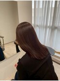 グレージュ切りっぱなしボブ前髪ありミニボブミルクティベージュ
