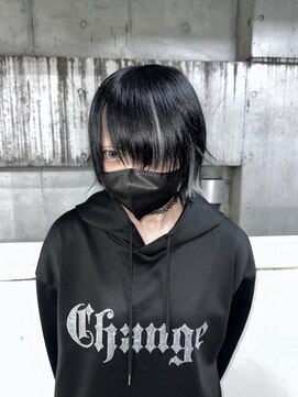 ゲーム 渋谷店(GAME) 漆黒ストレート×白ハイライト