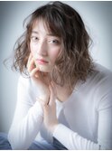 □くすみベージュエンドカラー小顔ボブパーマ415-2大宮20代30代