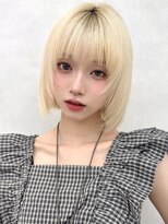 エジョン 三鷹店(Aejon) ハンサムショートボブ顔周りレイヤーボブマロンベージュ小顔ヘア