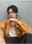 常田風黒髪束感ウルフセンターパートツイストスパイラルパーマ