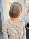 ミルクティー×ピンクボブエンドカラー